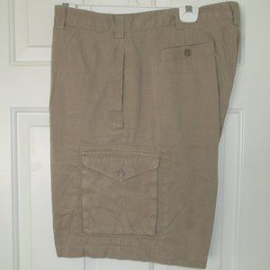 Island Republic Mens Flat Front Camel Tan Silk Cotton Cargo Short Pant-Size 41W*